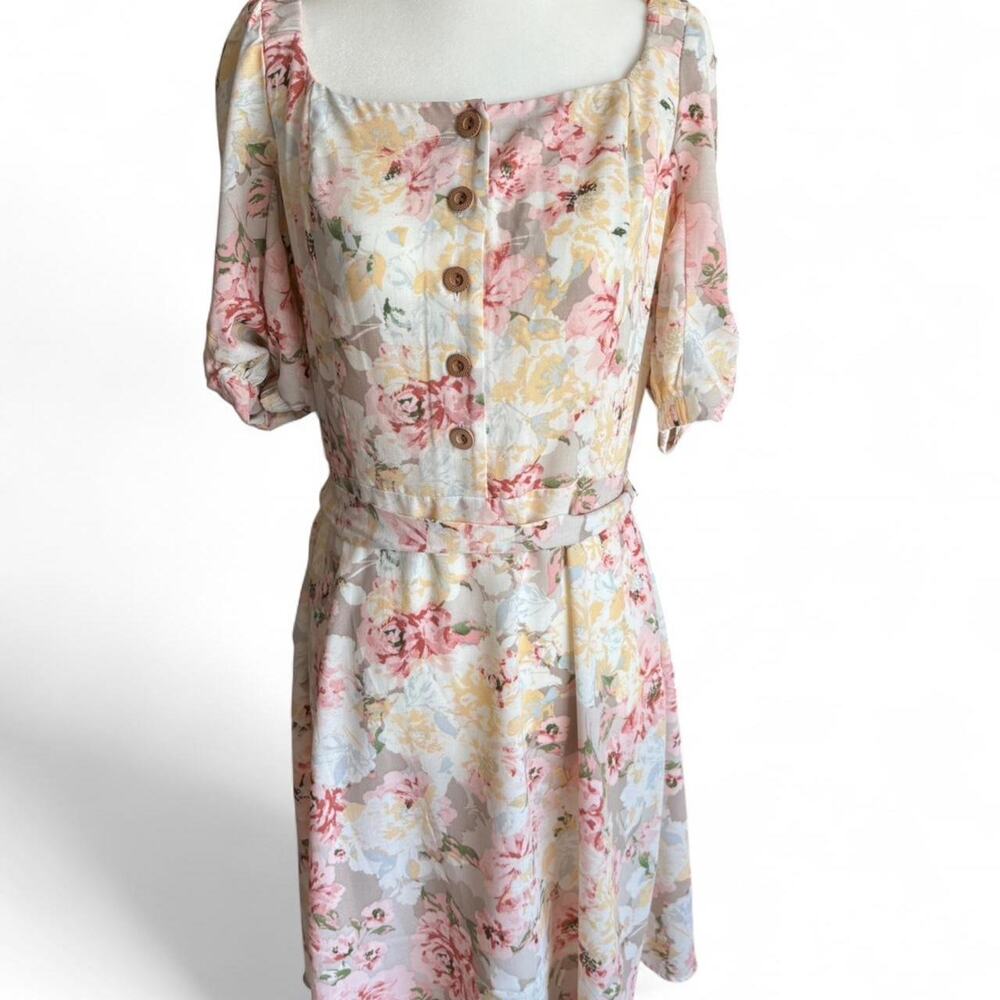 Lauren Conrad Floral Cottagecore Puff Sleeve Midi Dress